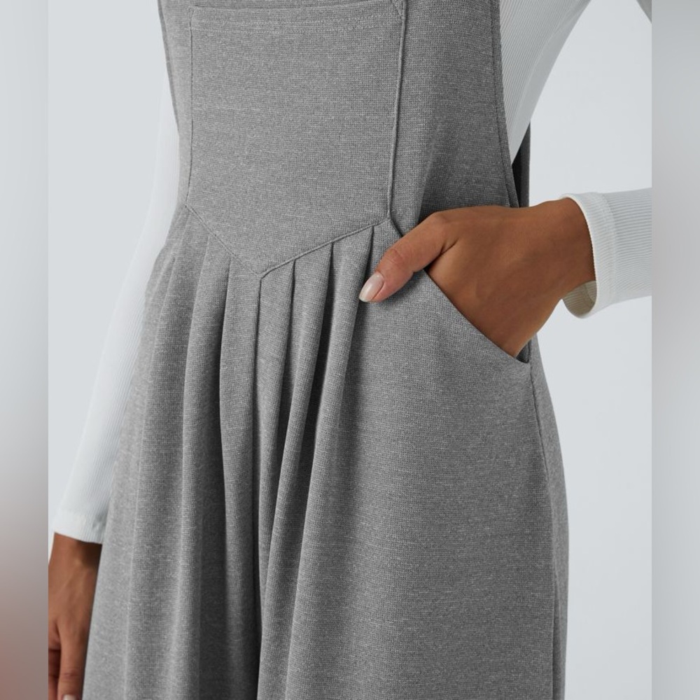 Halara wide leg Adjustable Strap Button Multiple Pocket Overalls grey small - Picture 8 of 15
